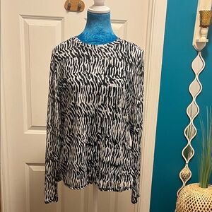 INC International Concepts Monochrome Animal Print Long Sleeve Top